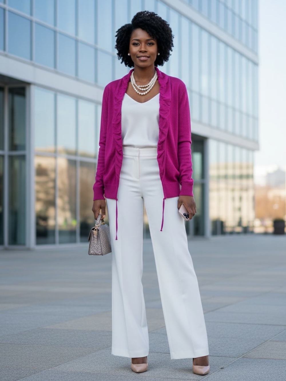 Lafayette 148 New York Magenta Linen Ruffle Cardigan Sweater XXL